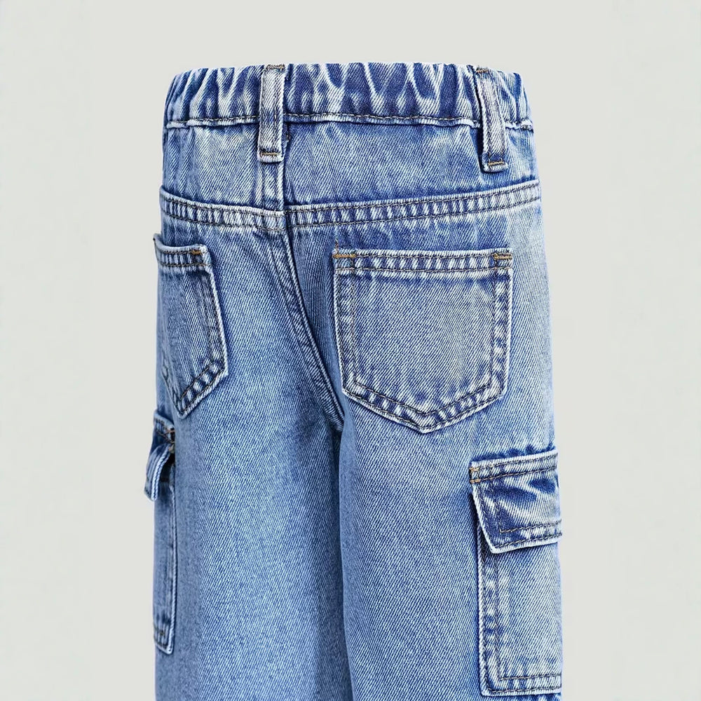 girls' spring/autumn denim pants: new styles for toddlers and young children, loose-fit casual straight-leg trousers, stylish and versatile wide-leg pants for kids