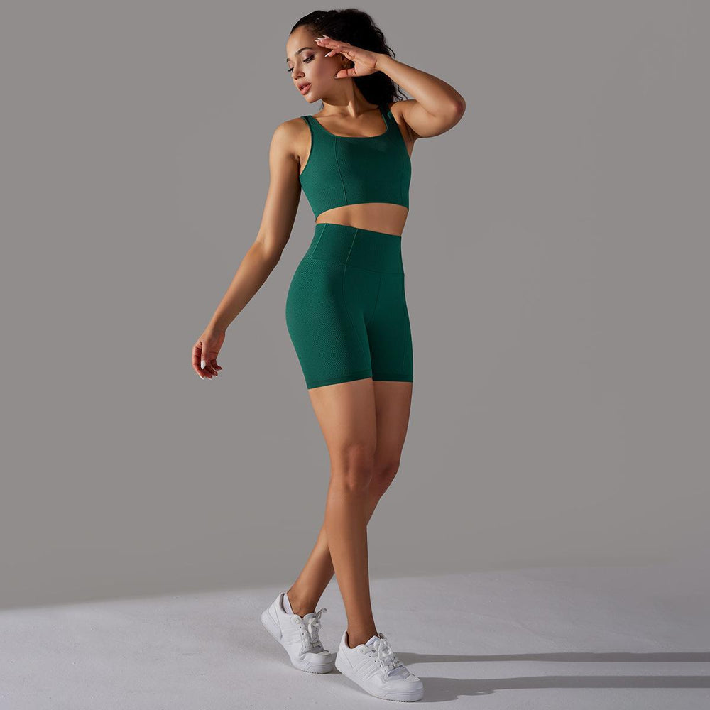 new arrival seamless jacquard knitting yoga wear breathable tight sports suit high waist hip lifting running fitness wear