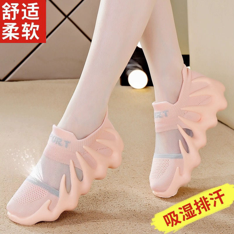 Octopus women's shoes soft bottom lightweight thin mesh cut out socks shoes thin fly woven breathable low anklecasual shoes for women
