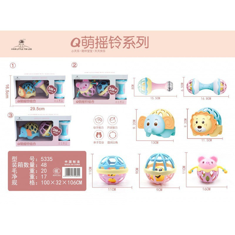 Cross-border South East Asia Baby Hand Rattle Toy Storage Box Baby Coaxing Artifact Sand Hammer Educational Teeth Biting Tooth Glue Ball Set