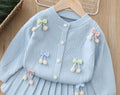 Baby girl handmade floral cardigan two-piece set -  autumn new collection - cute girls' skirt set - girls' sweater outfit