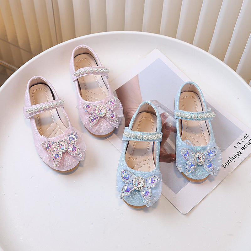 Girls' leather shoes - princess style - new spring/autumn  collection - soft sole performance shoes for little girls - non-slip flats for babies