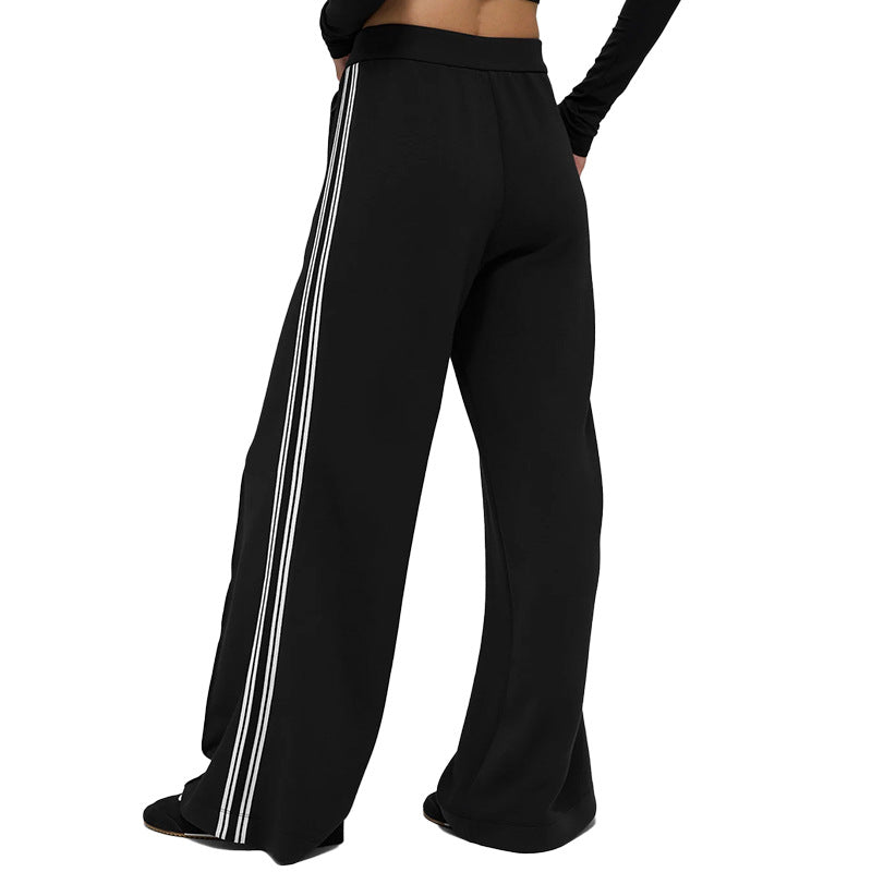 fall/winter new modal air layer anti-pilling white stripe draped loose wide-leg casual sports pants for women