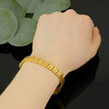 Women's leaf-shaped teardrop heart-shaped snap bracelet, geometric design bracelet, imitation gold plated 24k gold bracelet