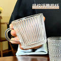 Ins glass cup with handle for home breakfast cup popular embossed water cup good-looking coffee cup souvenir cup
