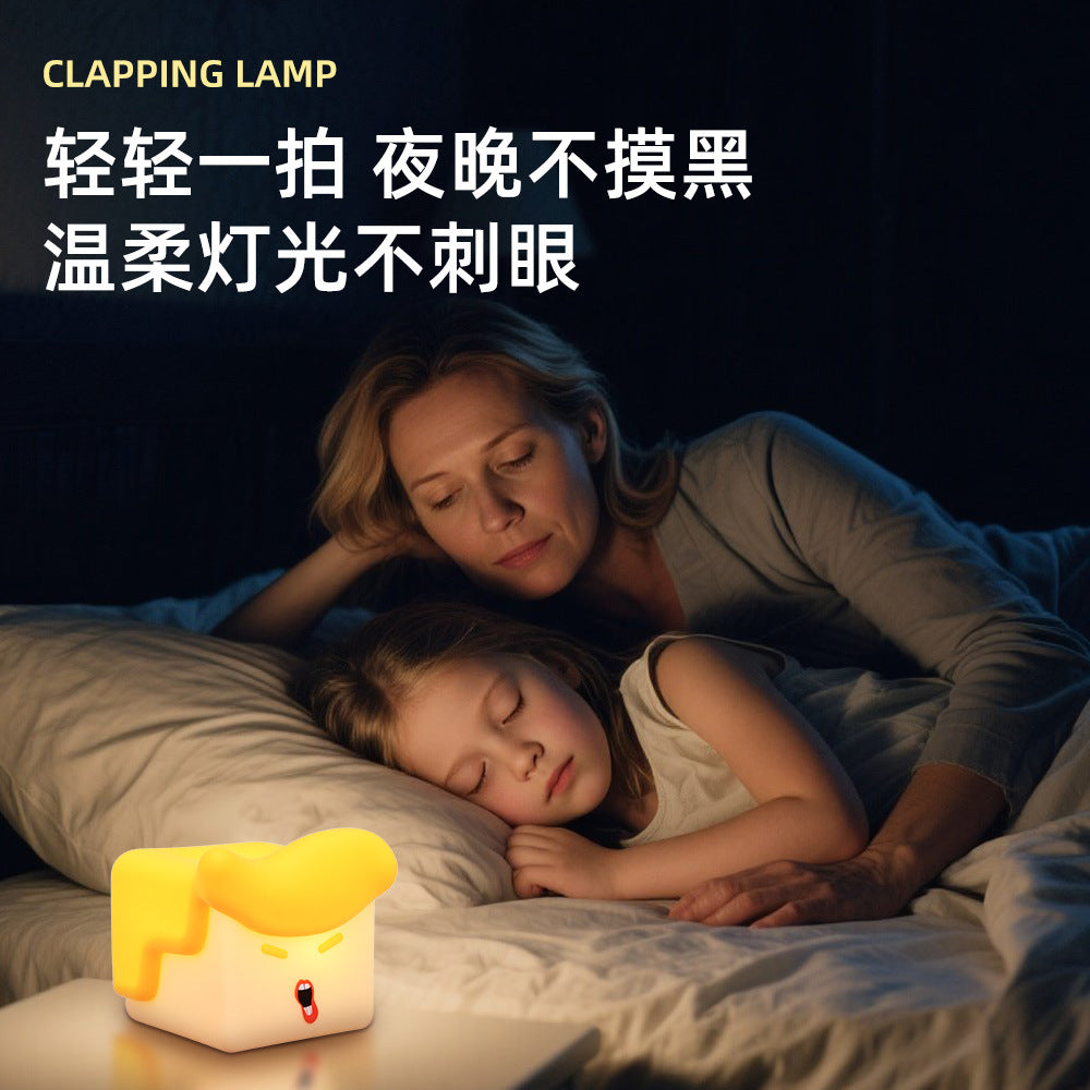 Creative silicone pat light, night light USB charging, bedroom with sleep for 30 minutes, timed soft light, eye protection night light