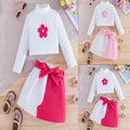 fashionnew arrivalfall and winterfashion small turtleneck with small flowers long sleevestops+bowspatchwork half sleeves