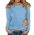 cross-border new women's round neck long sleeve solid color fleece-lined base layer top