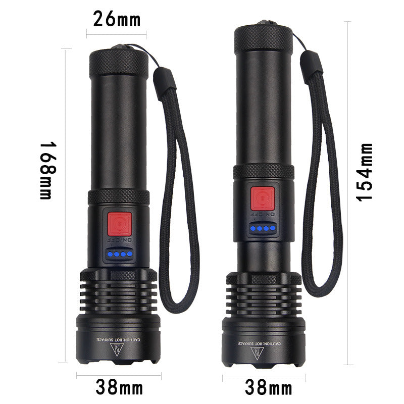 LED power display strong light flashlight  XHP50 built-in USB charging telescopic zoom far and near light flashlight