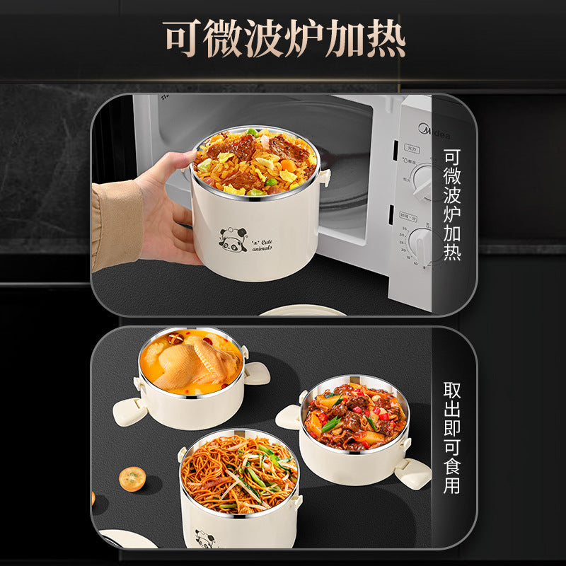 304 stainless steel thermal insulation lifting pot, portable thermal insulation bucket, portable for office workers, can be heated in microwave oven, multi-layer lunch box