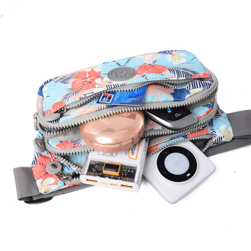 Fanny pack 2025 summer new printed nylon cloth small bag  fashion lightweight shoulder messenger bag casual breast bag