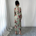 european and american women's clothing spring/summer hot seller: fashionable casual style plant print long maxi dress - a-line skirt