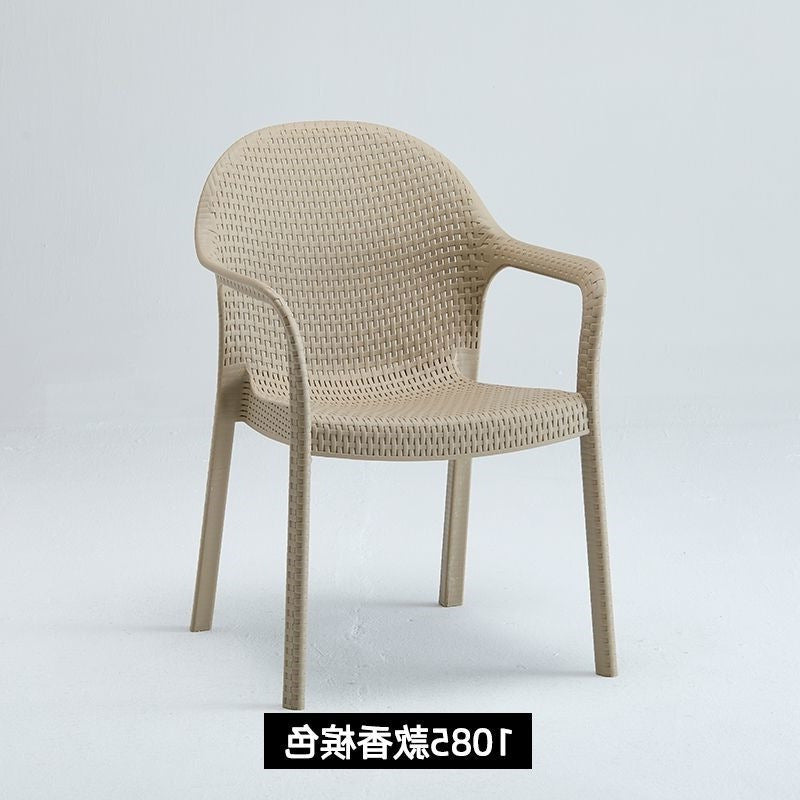 Outdoor patio plastic stool single chair single backrest imitation rattan chair balcony leisure area layout milk tea shop others
