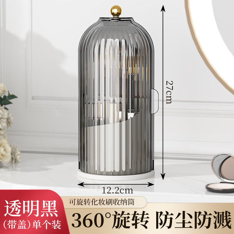 Desktop storage box transparent cosmetics accessible luxury rotatable compartment makeup dustproof storage rack dressing table storage tube