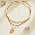 Imitation pearl conch necklace wholesale cross-border jewelry accessible luxury pendant multi-layered design sense vacation clavicle chain for women