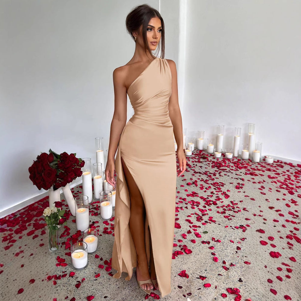 European and american autumn/winter new women's fashion - sleeveless camisole dress with turtleneck detail, perfect for bridesmaids, open back, slim fit, bodycon