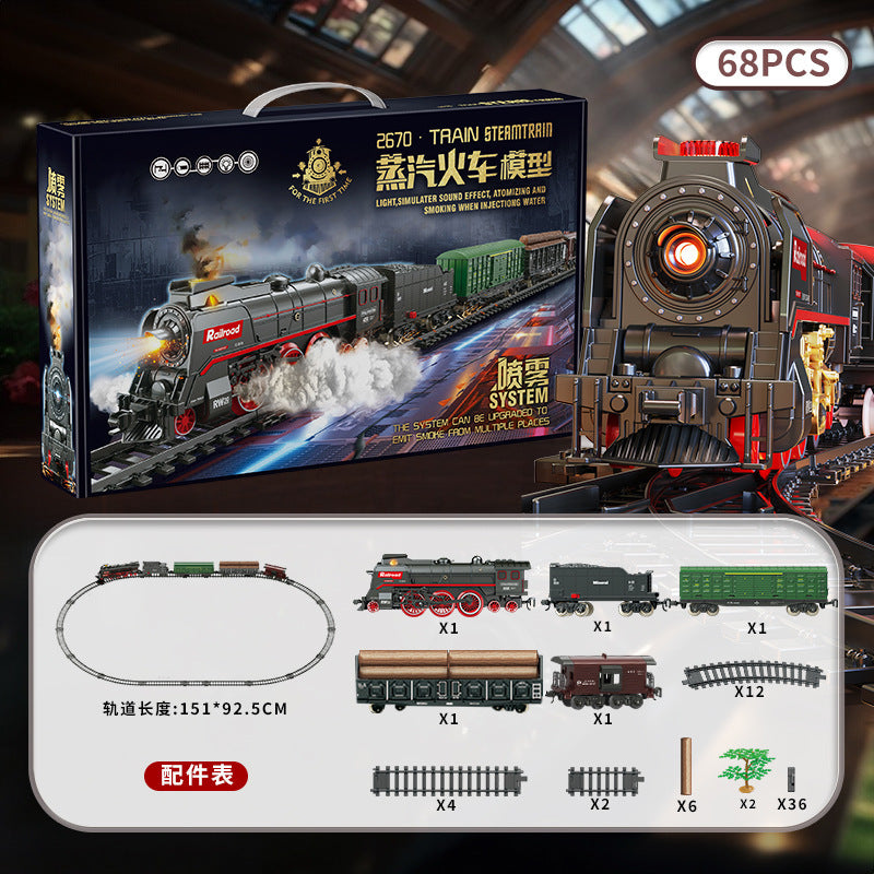 Retro steam train track suitartificial electric track train model toy cross-border nostalgic model