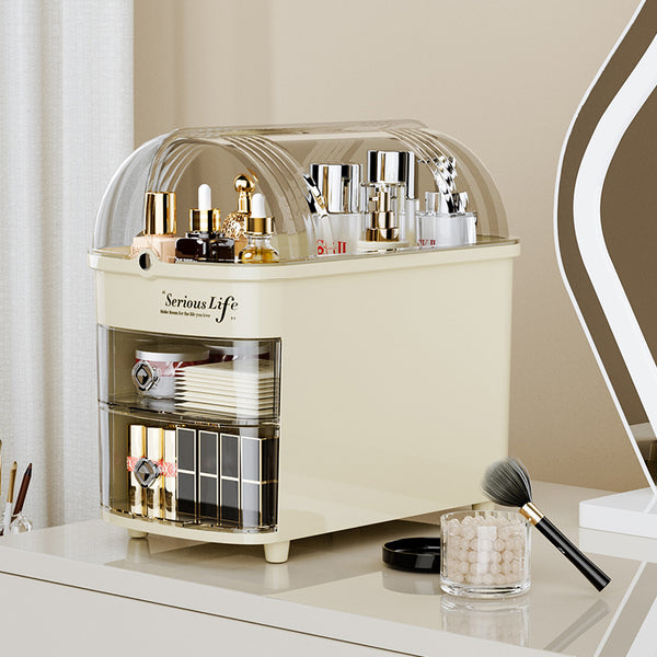 Large capacity desktop skin care products transparent plastic storage box lipstick dust-proof cosmetics storage box ins wind