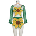 Hot-selling european and american women's beach outfit for independent stores: sexy hand-crocheted sunflower fashion set