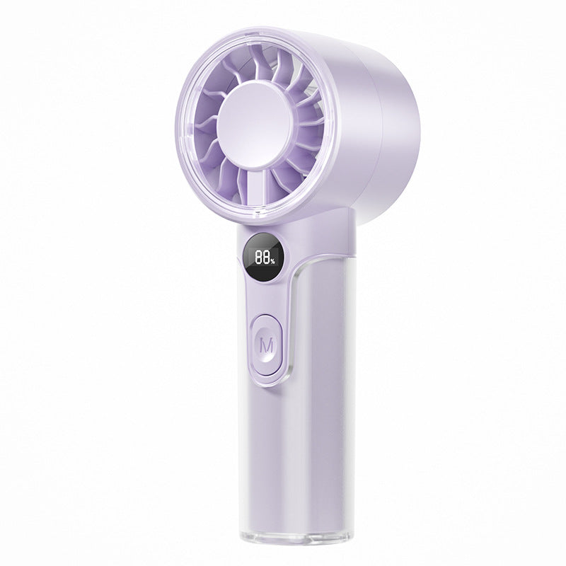2026 new cross-border outdoor handheld fan - rechargeable, portable, digital display, mini transparent cooling fan - wholesale