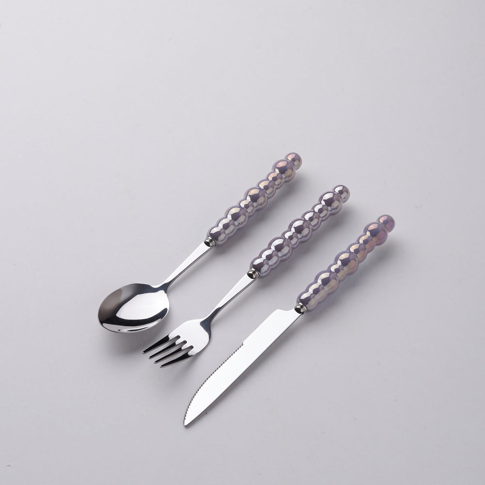 Light luxury style ins knife, fork, spoon, pearl handle, stainless steel tableware, creative fork, household high-looking mooncake knife and fork