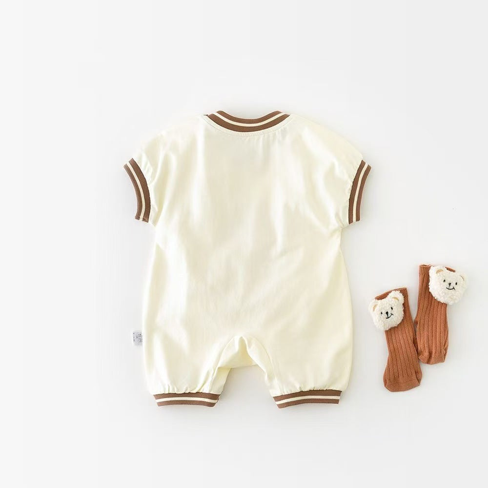 Baby summer clothes short sleeve sports baby thin breathable jumpsuit newborn super cute short climbing internet celebrity