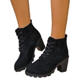 Exportplus sizeboots women's boots thick tie back short boots  high heel thick heel short boots round toe new arrivalspring