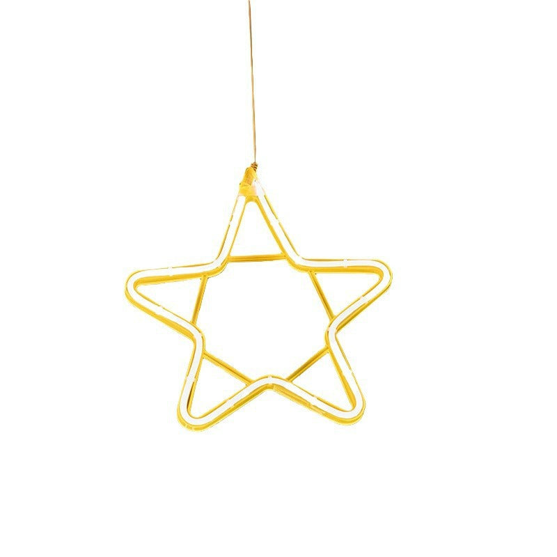 LED pentagram snowflake light Christmas modeling light Outdoor waterproof street lighting Holiday moon decoration hanging tree light