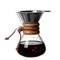 Wood chip hand-brewed coffee pot, high borosilicate glass coffee sharing pot, coffee filter cup, outdoor hand-brewed pot, chemex pot