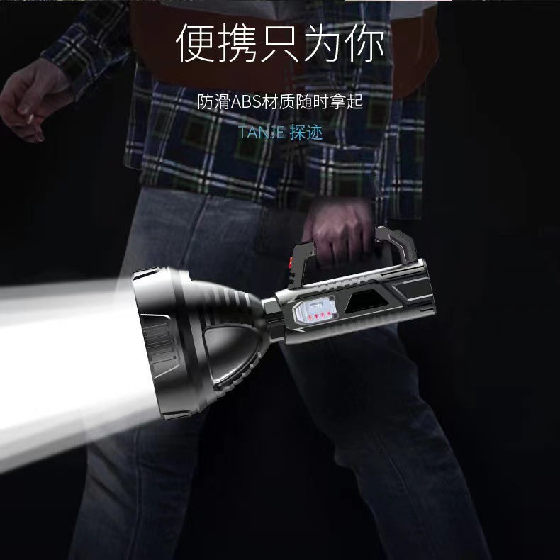 Explosive flashlight, strong light charging, outdoor super bright long-range xenon high-power household portable patrol mine searchlight