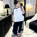 Boys and girls summernew arrival thin short-sleeved t-shirtpants sports suitfashionabletz001