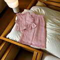 Girls' summer outfit: new, stylish, and trendy wide-leg pants set for kids - lightweight plaid two-piece set for baby girls