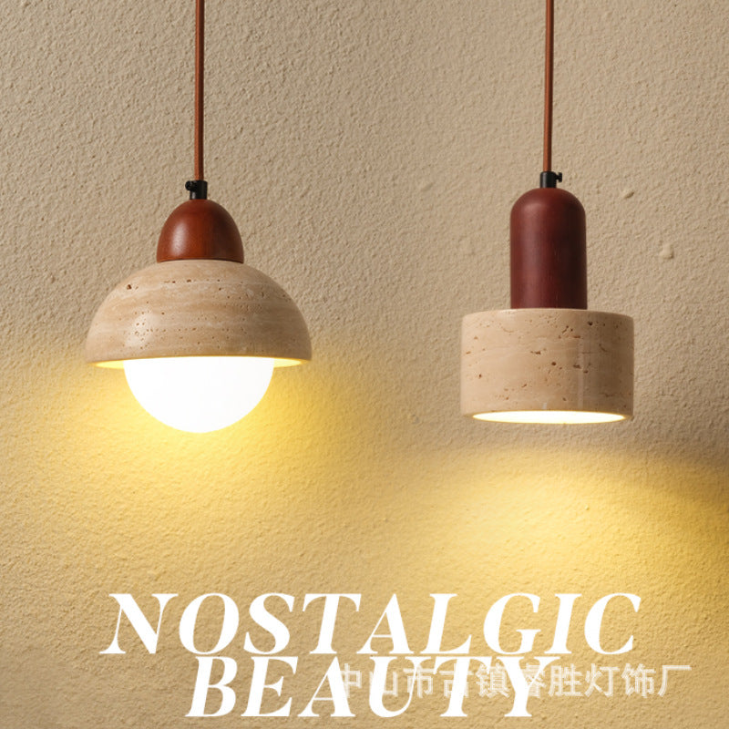 Wabi sand wind bedside small chandelier modern simple single head decoration creative personality atmosphere Zhongshan lamps yellow cave stone