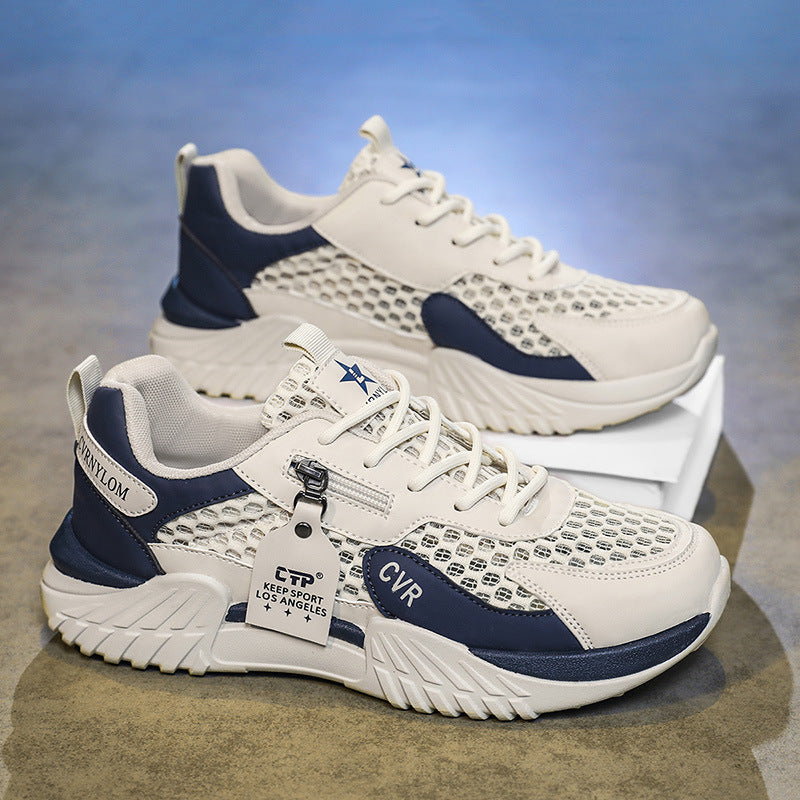 Men's athletic shoes 2026 new summer mesh breathable running shoes anti-slip wear-resistant chunky sole height increasing dad sneakers