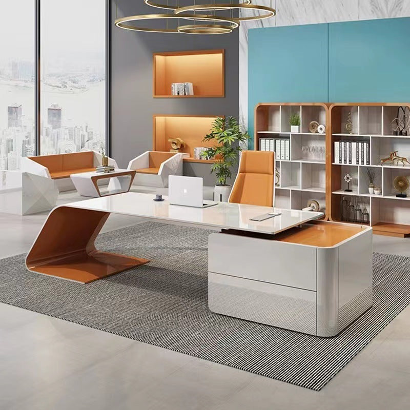 Painted boss table accessible luxuryfashion manager table casual modern female president desk creative stylish table and chair combination