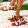summer new european and american style plus size peep-toe elastic solid color slip-on fashion women's flat sandals wholesale