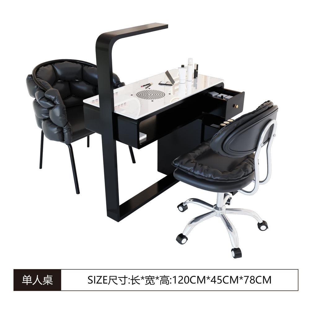 Manufacturer's new arrival porcelain-free manicure table with marble tabletop, dust-proof with vacuum cleaner socket, manicure table and chair set