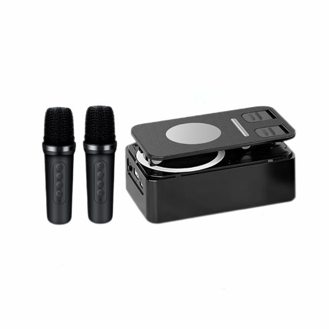K18 cross-border new mobile phone stand rotating karaoke microphone live streaming bluetooth speaker wireless desktop speaker