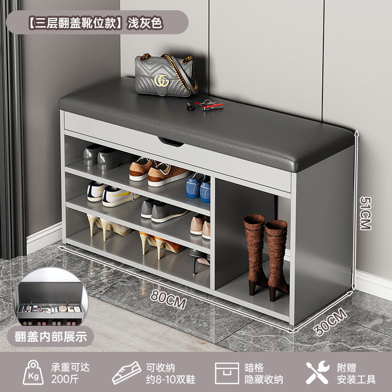 At the beginning of one piece, the shoe change stool is at the door of the household, the shoe rack can be seated at the door, the shoe cabinet is integrated with the stool, the entrance cabinet, and the storage cabinet.