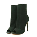 European and american new 2026 peep-toe hollow-out flyknit size 43 high heel ankle boots women's cross-border export stiletto fashion sandals