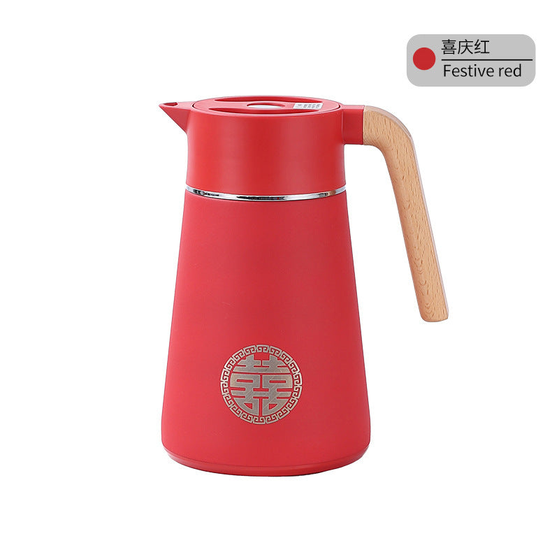 304household thermos hotel restaurant stew teapot thermos flask vacuum thermos flask wooden handle wedding thermos kettle
