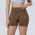 New seamless sand wash yoga shorts - high waist, butt-lifting, compression workout shorts for women - perfect for outdoor running, training, and fitness