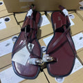Za2025 women's summer new brown square-toe crossover casual flat sandals with gold buckle