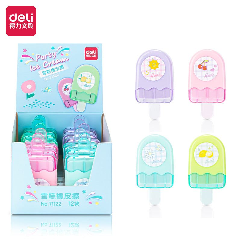 Deli 71122 Art Eraser Ice Cream Modeling Cute Eraser Children's Creative Cartoon Student Stationery Wholesale