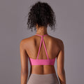New arrival brushed double-sided nylon pure color beautiful back cross sling sports running fitness yoga wear sports intimates women
