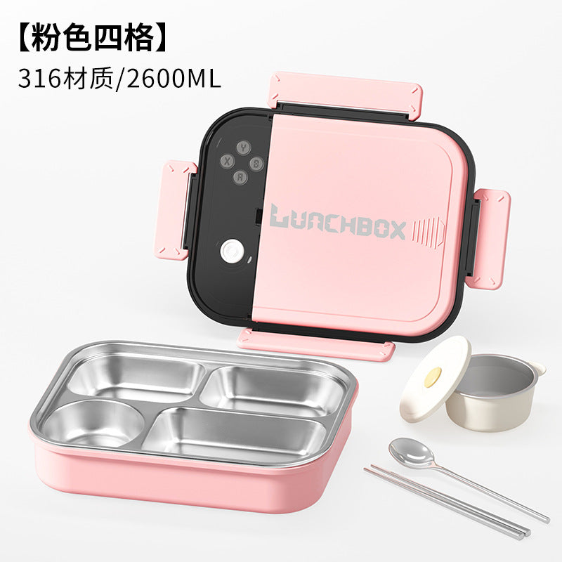 Cross-border thermal insulation lunch box 316 stainless steel advanced sense student lunch box office worker grid portable partition box