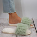 plus size fur slippers women's indoor and outdoor fashion 2024fall and winternew arrivalheattech open toe one-piece cotton slippers for women