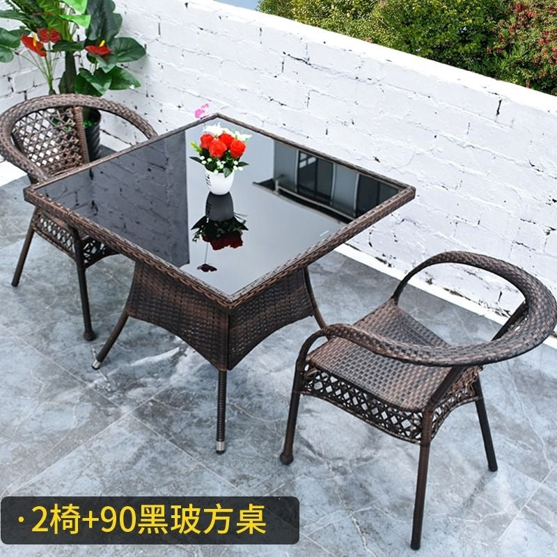 Three-piece rattan chair set casual tea table courtyard rattan outdoor table and chairs balcony tea table and chairs balcony casual table and chairs