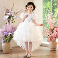 Girl dress trailing flower girl wedding dress puff sleeves new arrival cake skirt kids princess dressgirl dress