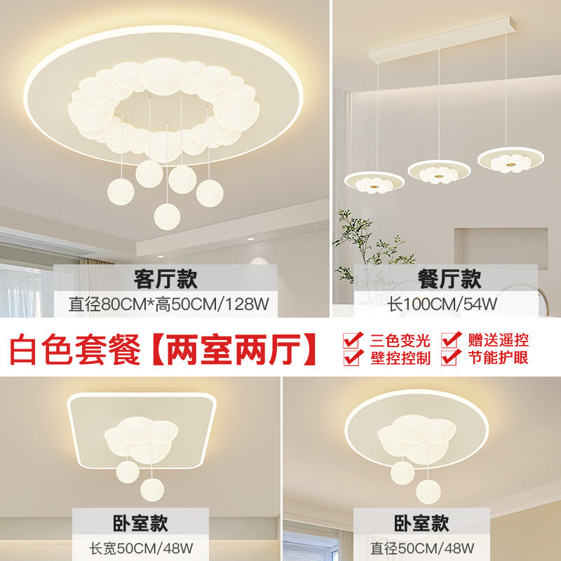 Living room light cream wind Internet celebrity new small hanging ball bubble ceiling light romantic atmosphere bedroom lighting whole house package
